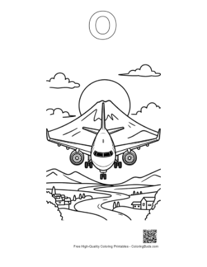 Thumbnail: Passenger Plane Coloring Page Printable Outline Alphabet O