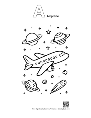 Thumbnail: Passenger Plane Coloring Sheet Printable Outline Alphabet A Airplane
