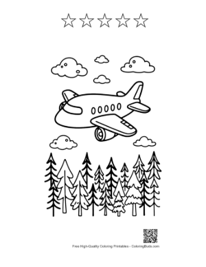 Thumbnail: Passenger Plane Printable and 5 Star Outline