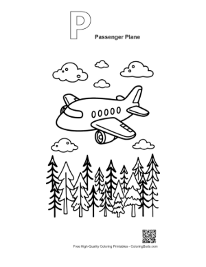 Thumbnail: Passenger Plane Printable Outline Alphabet P Passenger Plane