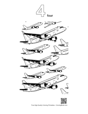 Thumbnail: Seamless Passenger Airplanes Pattern Printable Outline Number 4