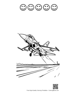 Thumbnail: Tactical Air Force Jet Accelerating on the Tarmac Printable and 5 Happy Face Outline