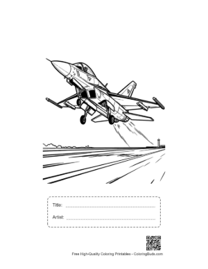 Thumbnail: Tactical Air Force Jet Accelerating on the Tarmac Printable with Title and Artist Box