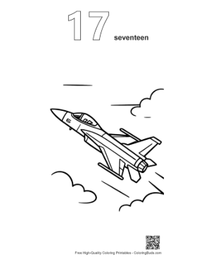 Thumbnail: Twin-Engine Military Interceptor Jet in Mid-Air Printable Outline Number 17