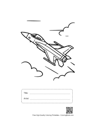 Thumbnail: Twin-Engine Military Interceptor Jet in Mid-Air Printable with Title and Artist Box