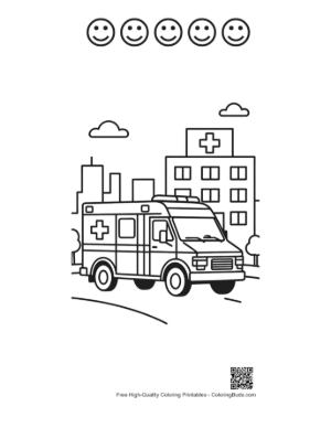 Thumbnail: Ambulance Rescue Vehicle Arriving at the Medical Center Printable and 5 Happy Face Outline