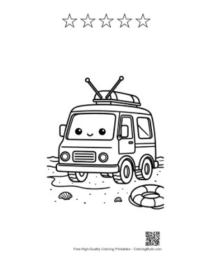 Thumbnail: Cute Rescue Van for Kids Printable and 5 Star Outline