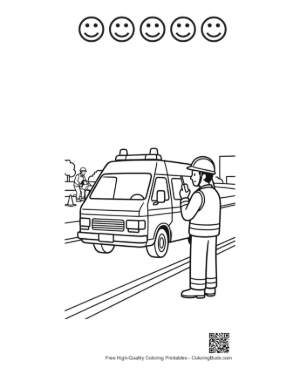 Thumbnail: Easy Rescue Van Coloring Sheet Printable and 5 Happy Face Outline