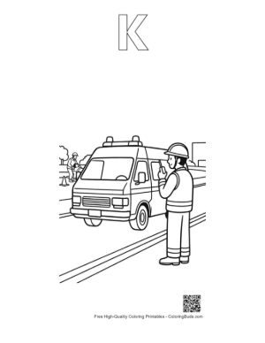 Thumbnail: Easy Rescue Van Coloring Sheet Printable Outline Alphabet K