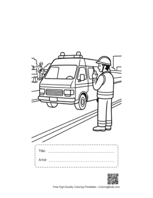 Thumbnail: Easy Rescue Van Coloring Sheet Printable with Title and Artist Box