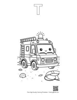 Thumbnail: Easy Rescue Van Printable Outline Alphabet T