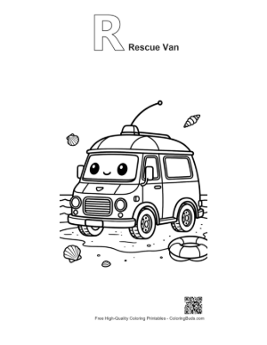 Thumbnail: Free Rescue Van Printable Outline Alphabet R Rescue Van