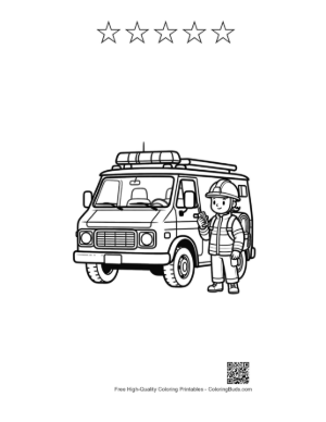 Thumbnail: Heroic Rescue Worker Posing with a Medical Van Printable and 5 Star Outline
