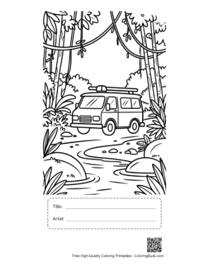 Thumbnail: Off-Road Emergency Van Deep Inside the Tropical Wild Printable with Title and Artist Box