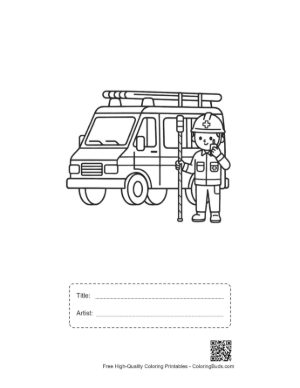 Thumbnail: Rescue Personnel Standing Ready with Their Equipment Van Printable with Title and Artist Box