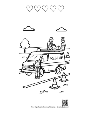 Thumbnail: Rescue Team Performing a Medical Evacuation with a Van Printable and 5 Heart Outline