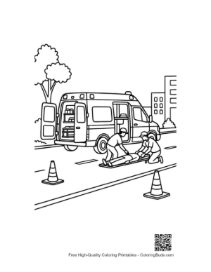 Thumbnail: Rescue Van at a Training Site with Traffic Cones Printable
