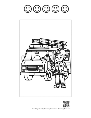 Thumbnail: Rescue Van Equipped with Gear and a Brave Technician Printable and 5 Happy Face Outline