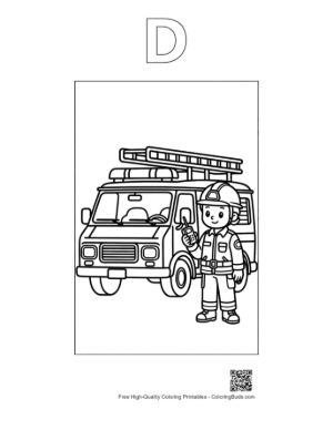 Thumbnail: Rescue Van Equipped with Gear and a Brave Technician Printable Outline Alphabet D
