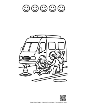 Thumbnail: Rescue Van for Kids Printable and 5 Happy Face Outline