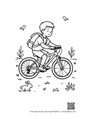 Thumbnail: Boy on a Bicycle Exploring a Scenic Outdoor Path Printable