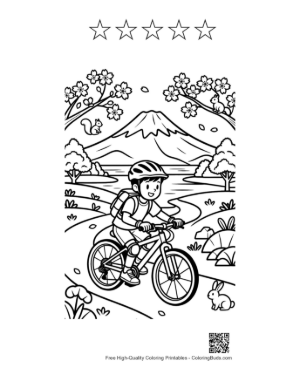 Thumbnail: Child Enjoying a Mountain Bike Ride Near the Hills Printable and 5 Star Outline
