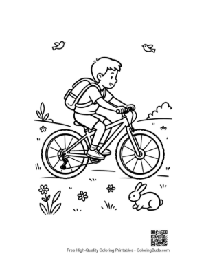 Thumbnail: Child Pedaling a Mountain Bike Through the Woods Printable