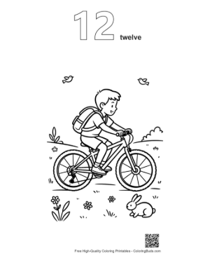 Thumbnail: Child Pedaling a Mountain Bike Through the Woods Printable Outline Number 12