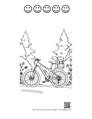 Thumbnail: Cute Mountain Bike Printable and 5 Happy Face Outline