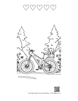 Thumbnail: Cute Mountain Bike Printable and 5 Heart Outline