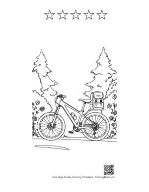 Thumbnail: Cute Mountain Bike Printable and 5 Star Outline