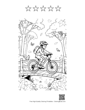 Thumbnail: Download Mountain Bike to Color Printable and 5 Star Outline