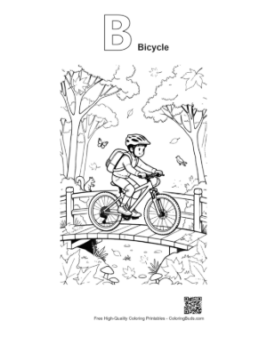 Thumbnail: Download Mountain Bike to Color Printable Outline Alphabet B Bicycle