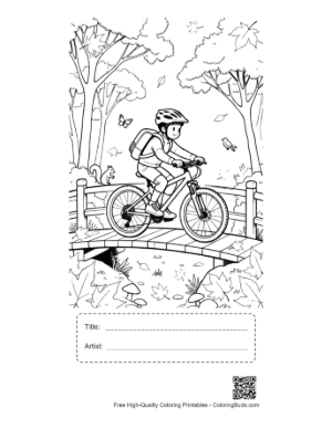 Thumbnail: Download Mountain Bike to Color Printable with Title and Artist Box