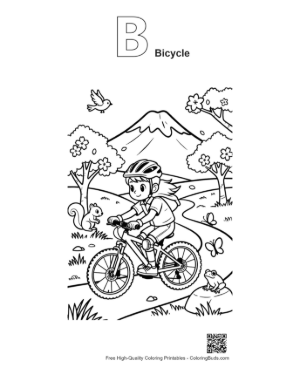 Thumbnail: Free Mountain Bike Printable Outline Alphabet B Bicycle
