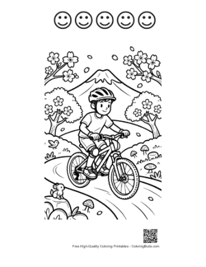 Thumbnail: Mountain Bike Coloring Sheet Printable and 5 Happy Face Outline