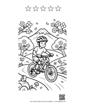 Thumbnail: Mountain Bike Coloring Sheet Printable and 5 Star Outline