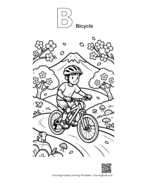 Thumbnail: Mountain Bike Coloring Sheet Printable Outline Alphabet B Bicycle