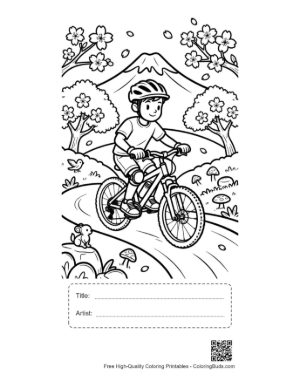 Thumbnail: Mountain Bike Coloring Sheet Printable with Title and Artist Box