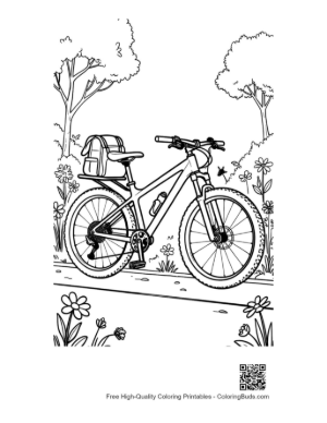 Thumbnail: Professional Mountain Bike Parked on a Forest Trail Printable