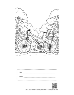 Thumbnail: Sporty Mountain Bike in a Beautiful Flower Field Printable with Title and Artist Box