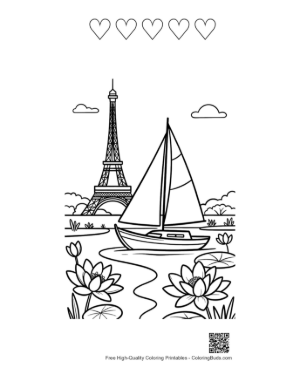 Thumbnail: Cute Sailboat Printable and 5 Heart Outline
