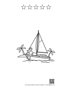 Thumbnail: Cute Sailboat Printable and 5 Star Outline