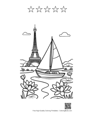 Thumbnail: Cute Sailboat Printable and 5 Star Outline