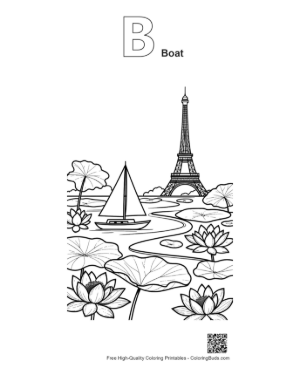 Thumbnail: Cute Sailboat Printable Outline Alphabet B Boat