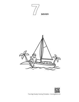 Thumbnail: Cute Sailboat Printable Outline Number 7