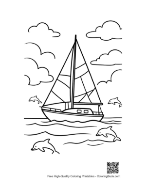 Thumbnail: Cute Sailboat to Color Printable