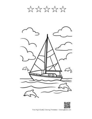 Thumbnail: Cute Sailboat to Color Printable and 5 Star Outline