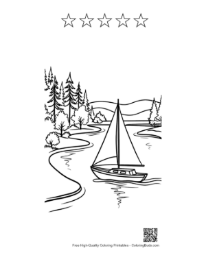 Thumbnail: Download Sailboat to Color Printable and 5 Star Outline