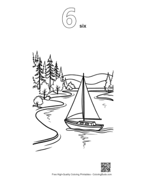Thumbnail: Download Sailboat to Color Printable Outline Number 6